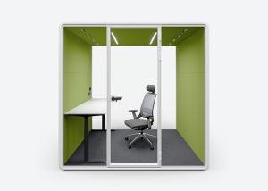 China Safe Laminated / Tempered Glass Soundproof Office Pod Isolate Sound Silent Booth on sale