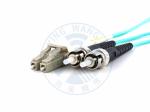 XYFiber multimode OM3 duplex fiber optic patch cable 50/ 125 LC to ST aqua