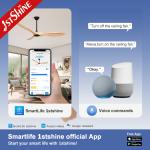 Smart Remote Control Ceiling Fan with 3 Solid Wood Blades and Electric Power