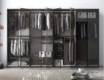Full Glass Door 4M Aluminum Wardrobe Closet 4 Drawers Built In Bulb