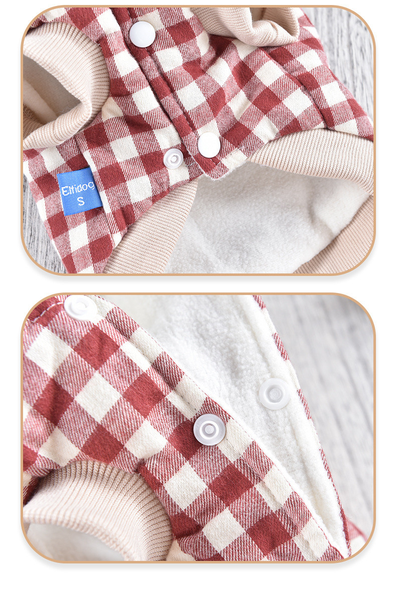Keep Warm Dog Pet Short Plaid Hooded Coat Thickened Custom Logos Pet Clothing