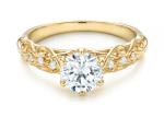 14K Yellow Gold Real Diamond Jewellery Ring Vintage Style 6.5mm Size OEM