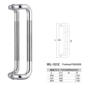 China WL-1012 high grade SUS304 Stainless Steel entry door handles set L300 Round glass door handle factory