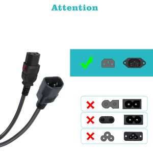 18 awg Computer Panel Mount Iec Cord C14 Male Plug To C13 Female Socket Power