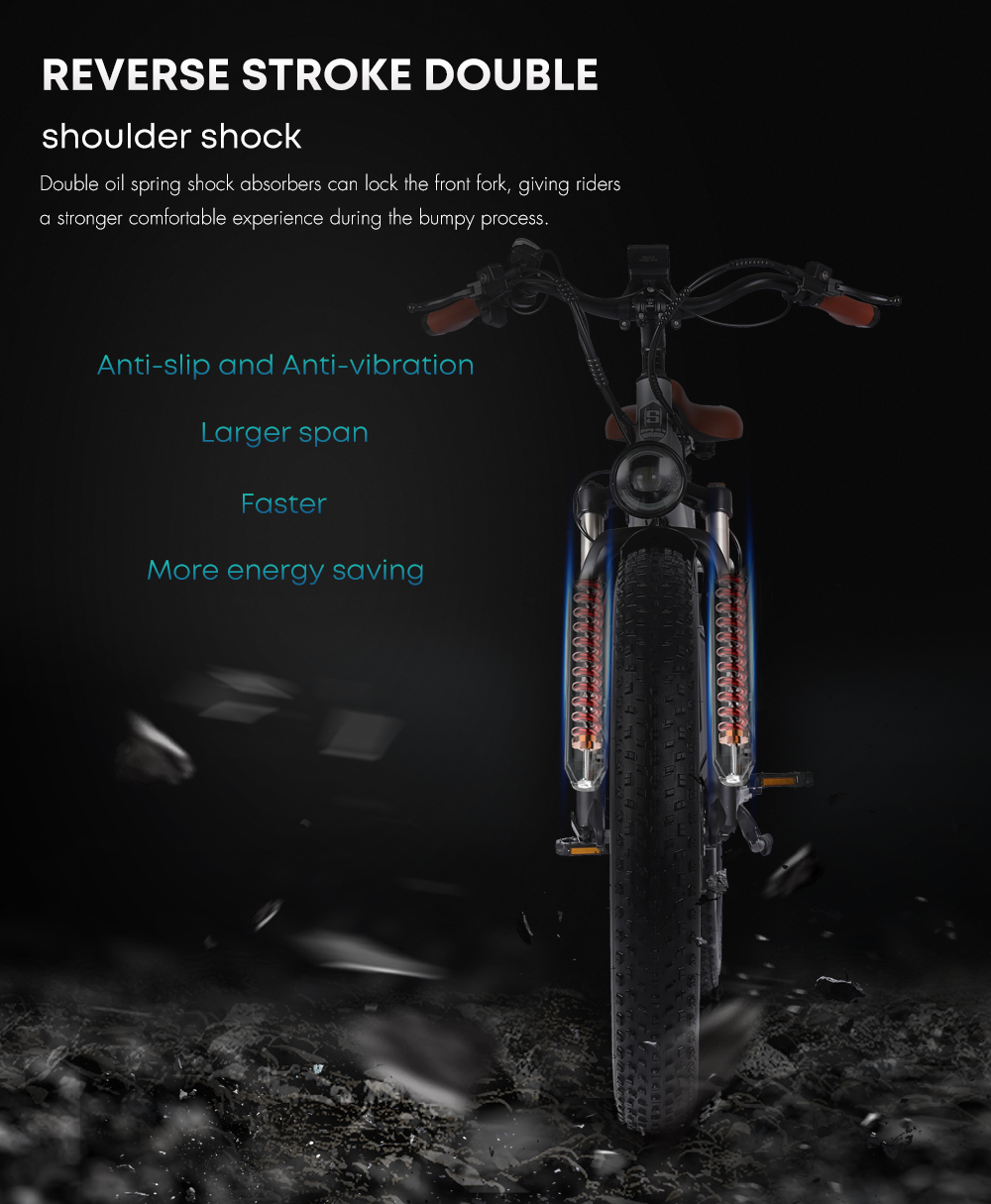 48V 17.5AH LG Battery Retro Electric Bike With Front Suspension 1000W Motor Power