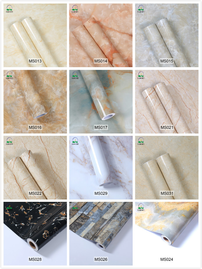 Wallpapers Type Vinyl Wallpapers Function Smoke-Proof Marble Stickers PVC Adhesive Contact Paper Marble Granite Film