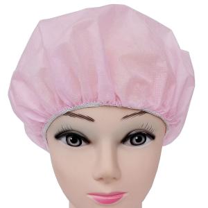 China Pink Color Disposable Medical Caps / Round Non Woven Bouffant Cap factory
