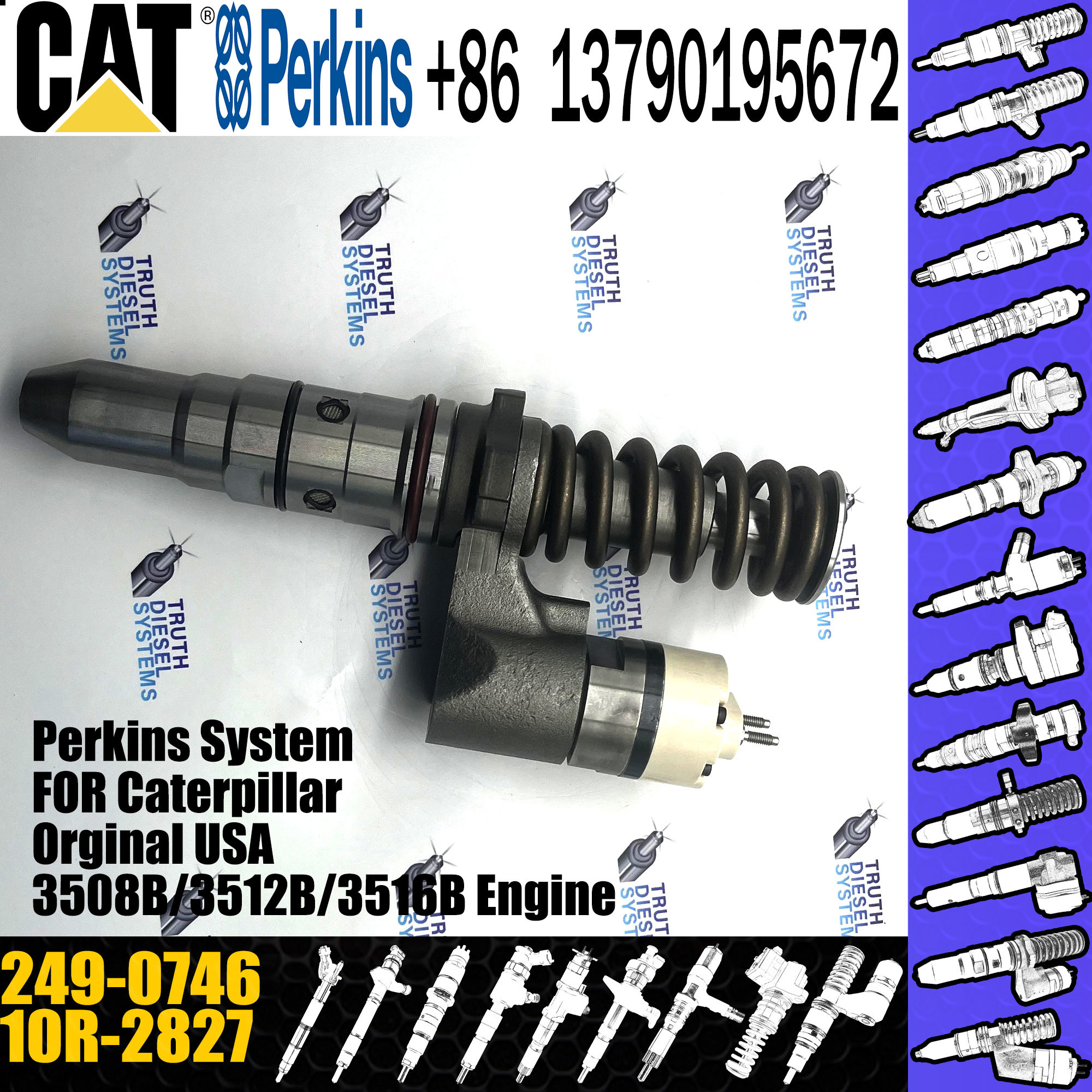 High Quality Common Rail Injector for 3152B 10R-2826 10R-2827 249-0746