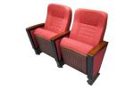 Red Aluminum Conference Room Chair Wood Armrest Padded With Fabric
