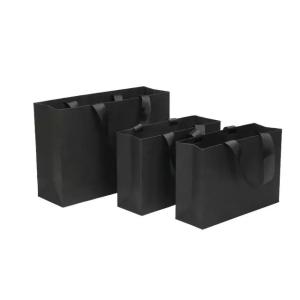 China Elegant Promotional Paper Shopping Black Custom Packaging Bag factory