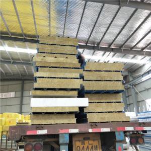China 960-100-0.426mm insulated rock wool sandwich roof panels prefab home materials factory