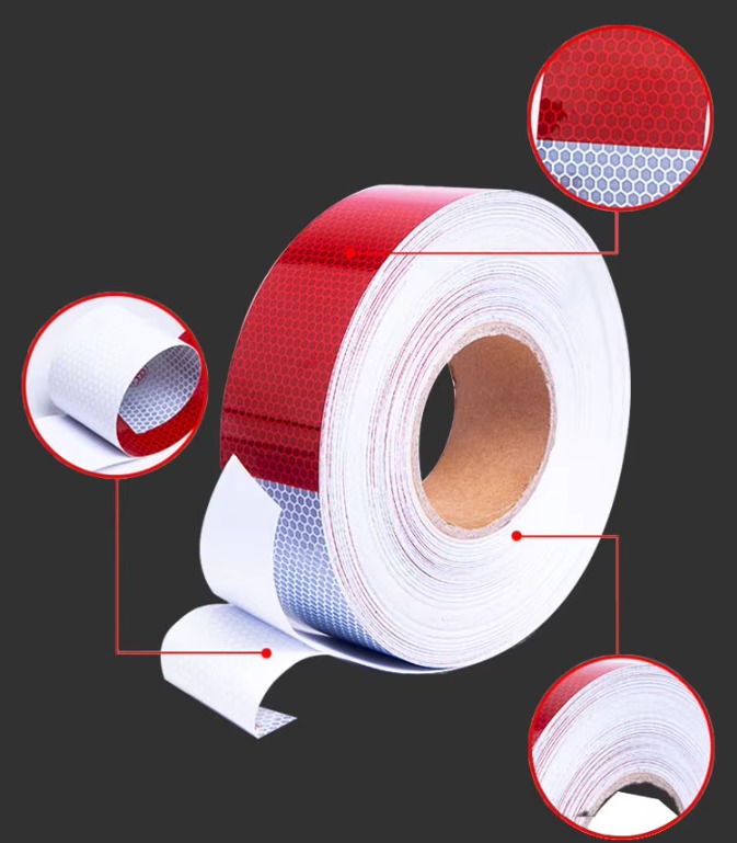 High-Quality Red and White Reflective Warning Tape for Truck, Trailers, Heavy & Long Vehicles