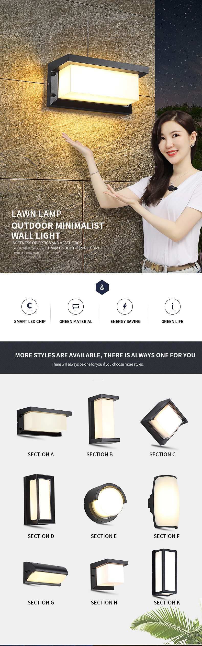 Wall Lamp 16*16*10cm Ac85-265v Sand Black 3000k/6000k Aluminum + Acrylic
