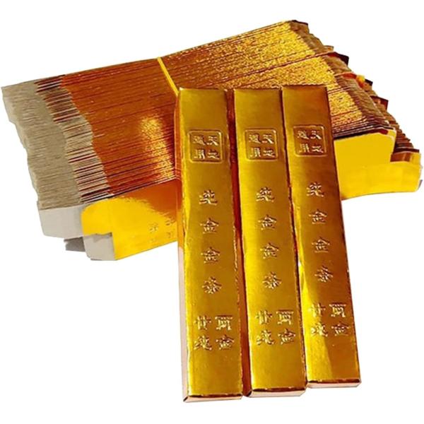 Ancestor Money Chinese Joss Paper Gold Bar, Sacrificial Supplies For Hungry Ghost Festival All Souls Day Ching