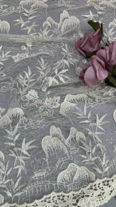 China Embroidered Leafy Elegant Floral Lace Fabric For Dressmaking Wedding Gowns Soft Lightweight factory