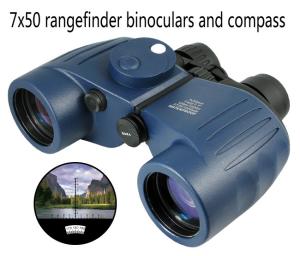 China blue 7x50 waterproof binoculars and compass 7x50mm marine waterproof binoculars factory