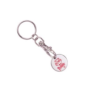 China Soft Enamel Supper Market Trolley Coin with Nickel Plating and Key Chain Attached on sale