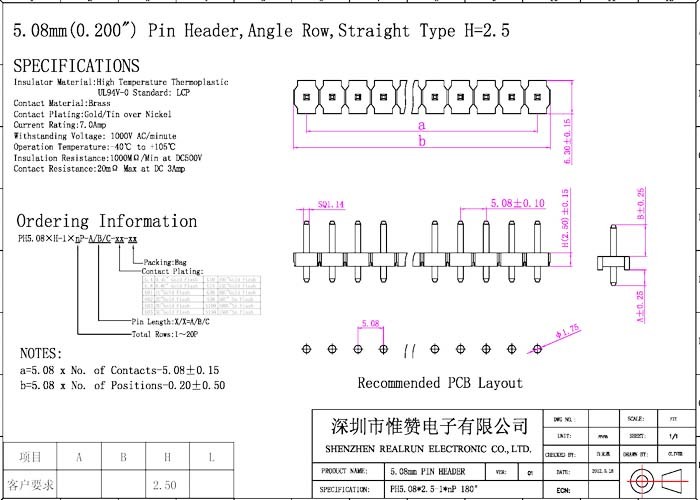 17 Pin Single Row Female Header 180 Degree Type Environmental Protection