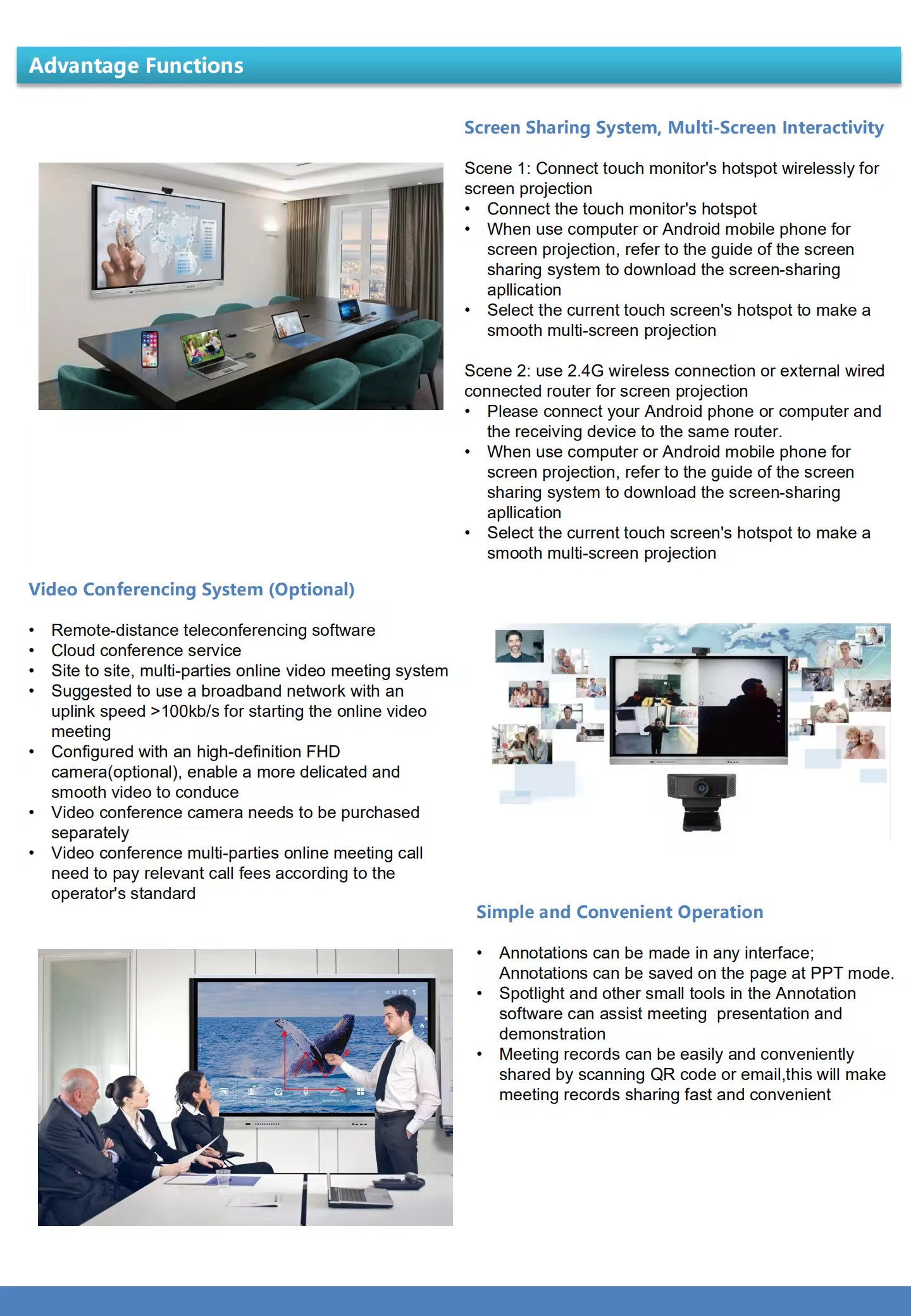 IBoard 4K Interactive Smart Panel Digital Whiteboard Google EDLA Certified Interactive Display LCD Touch Screen for Classroom