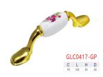 76mm Ceramic Handles And Knobs , Antique Brass Flower Pattern Porcelain Cupboard