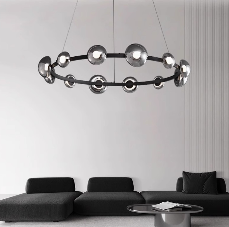 Round pendant lamp long glass lamp for homedecor unique design for home LED bulb