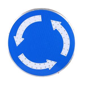 China High Visibility Solar Powered 600mm LED Roundabout Ahead Sign With CE factory