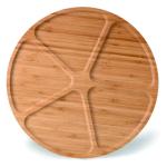 divided large round wood bamboo snacks fruit serving tray