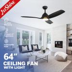 Solid Wood Black Gold Design LED Ceiling Fan 64 Inches for Home Hotel and Office