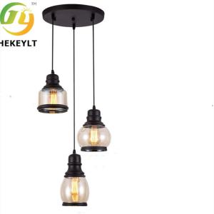 China Nordic Style Loft Retro Glass Chandelier Personality Simple Restaurant Lamps factory