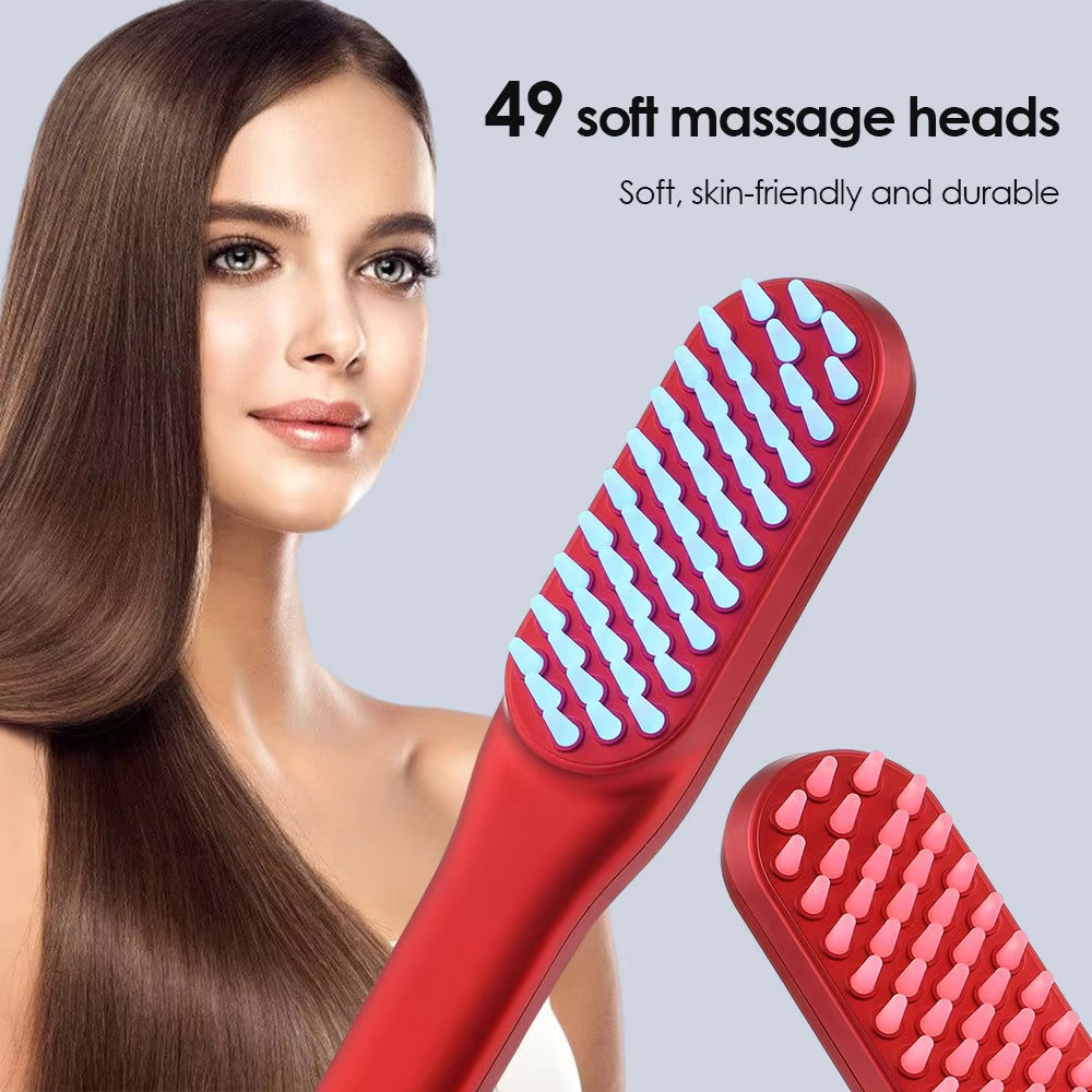 Hair Growth Treatment Scalp Oil Applicator Vibration Electric Scalp Massager Brush Anti Hair Loss Red Blue Light Therapy