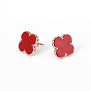 China Four-leaf clover shape Acrylic stainless steel earrings Titanium steel hypoallergenic color earrings factory