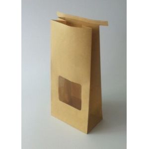 Foil Lined Snack Bag Packaging Paper Bag Kraft Paper Bags With Tin Tie And Window