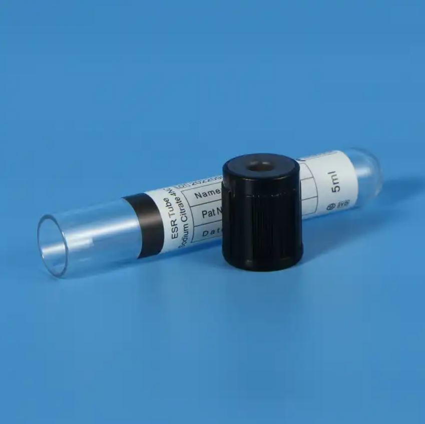 Disposable Black Hat Sodium Citrate Blood Vaccum Black Esr Tests Collection Tube