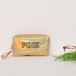 Wholesale 4 Colors Pink Shiny PU Leather Cosmetic Wristlet Bag