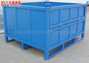 China Blue Sides Cover Structural Pallet Rack , Industrial Steel Folding Steel Turnover Box factory