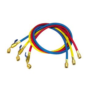 China 36&quot; Inch Premium Refrigerant Charging Hose with Ball Valve in Red , Yellow , Blue factory