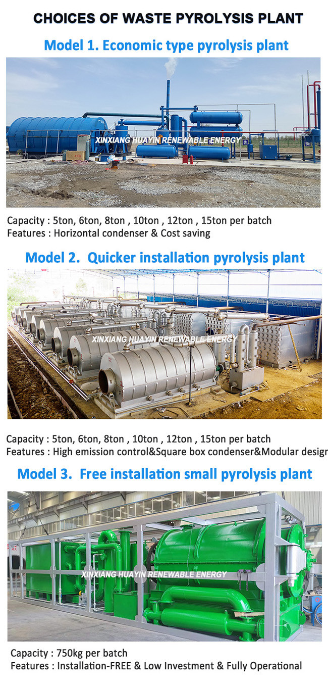 High Oil Yield Waste Plastic And Tyre Pyrolysis Plant 3 Condensers To Fuel Oil