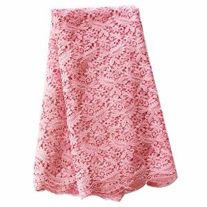 China 2015 lovely pink stones high quality african cord lace for wedding/ 5 yard/lot wholesale guipure water soluble lace factory
