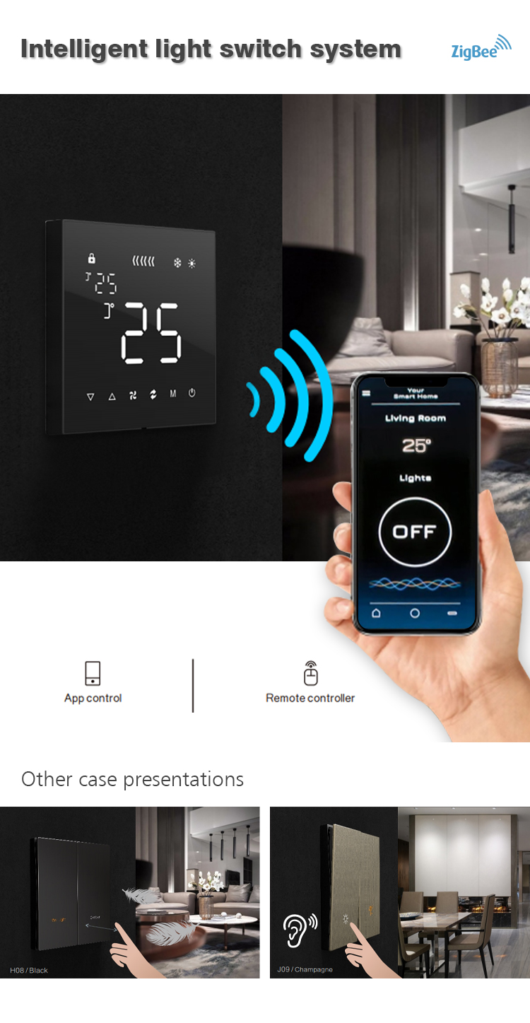 Full Screen Acrylic Touch Panel Tuya App Zigbee Thermostat