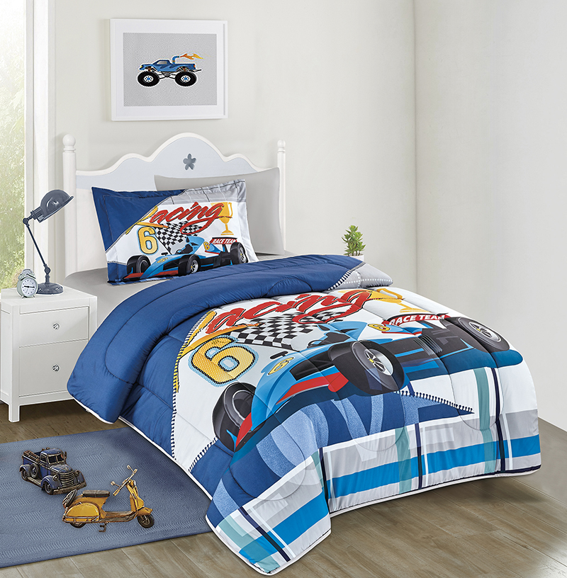 Home 4PCS Set Cute Cartoon Printed Kids Duvet Cover Set 100% Cotton Comforter Bedding
