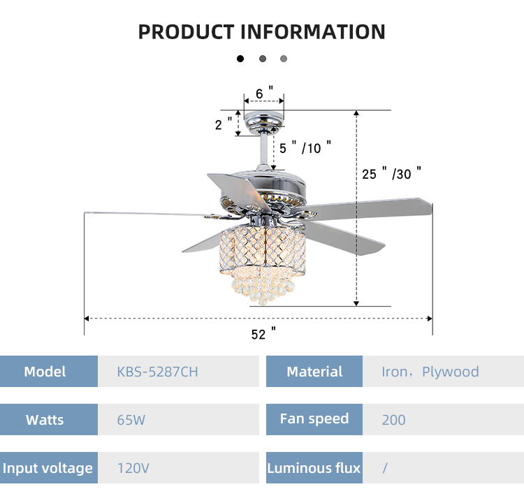 18w Flush Mount Crystal Chandelier Ceiling Fan