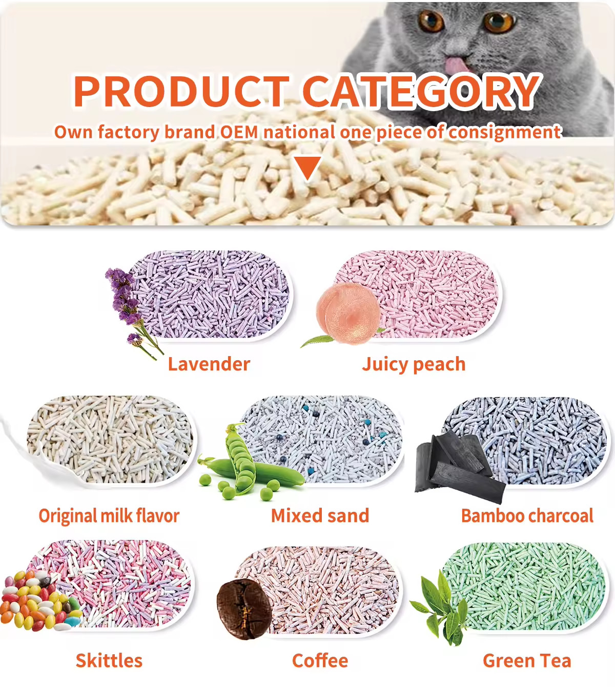 6L Tofu Based Cat Litter 3 Second Water Absorption Directly Flush Toilet