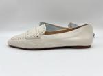 Soft Cow Ladies Genuine Leather Flat Shoes Beige With Studs Design