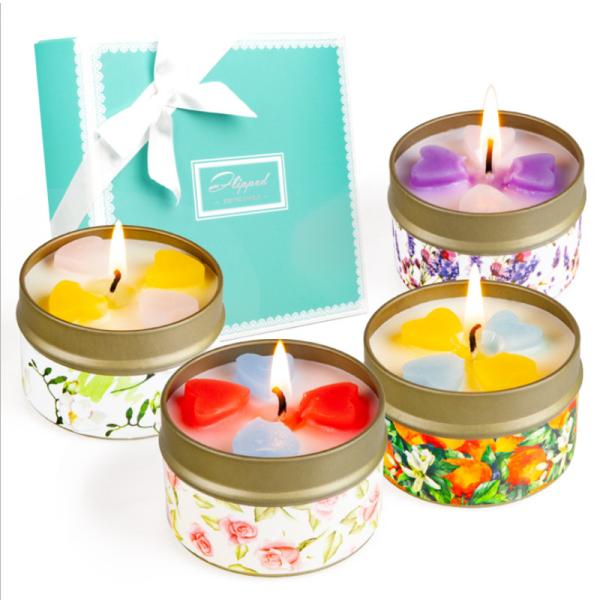China Customized Logo Home Scented Candles Home Fragrance Candles Luxury Four Piece Gift Set factory