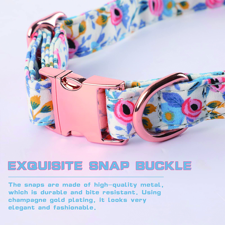 Unique Style Pet Collar Leash Adjustable Nylon Cute Floral Pattern