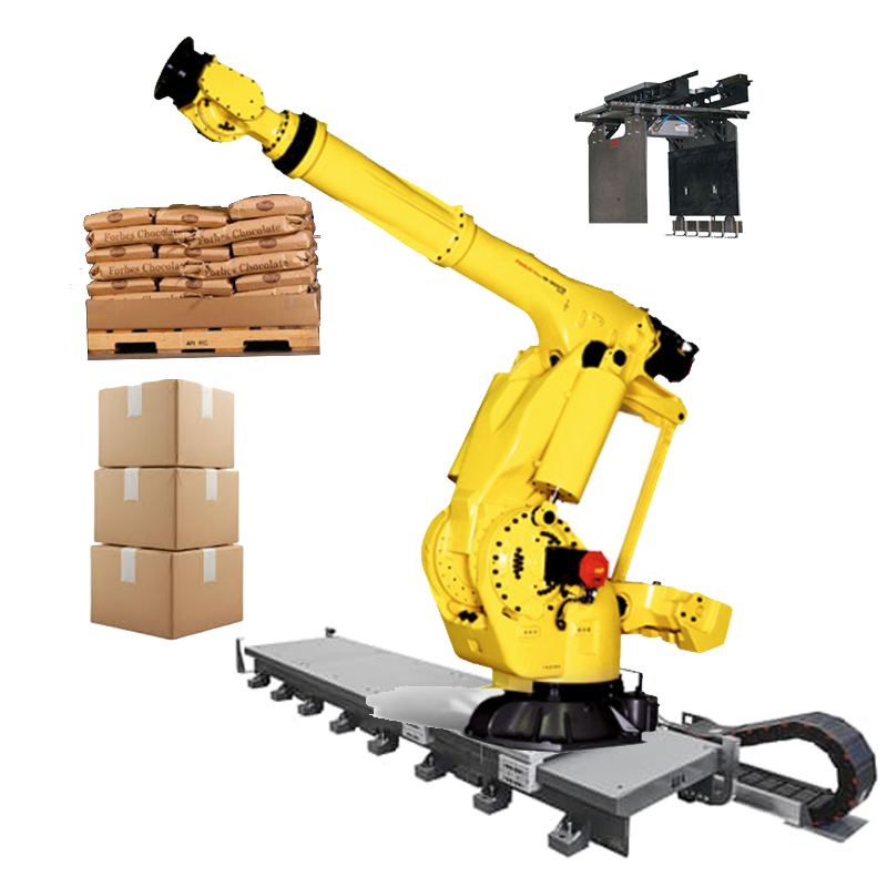 China Programming FANUC 6 Axis Industrial Robotic Arm Picking And Palletizing Workstation High Payload 400kg Handling factory