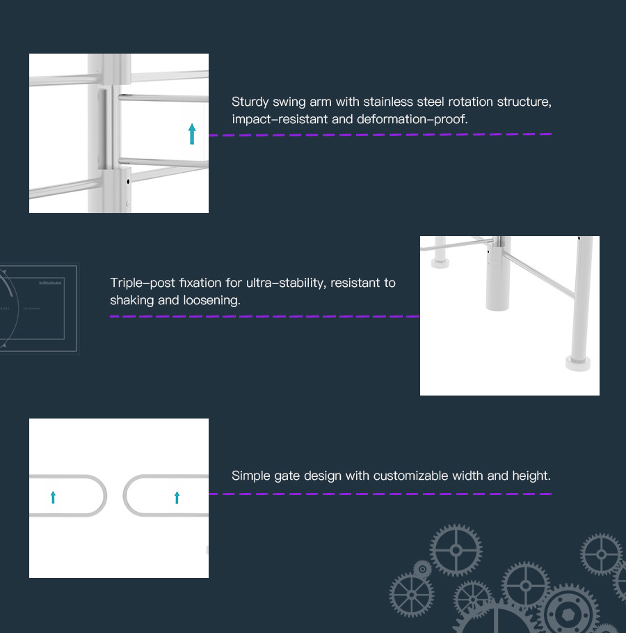 HCW Swing Security Gates Pedestrian Supermarket Entrance Turnstile Stainless Steel