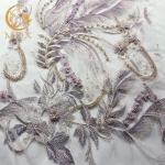 Exclusive Bridal 3D Embroidery Lace Fabric 135cm Width Knitted With Feathers