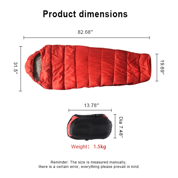 Red Adult Mummy Camping Sleeping Bags Ultralight Sleeping Bag With Fine Grid Fabric