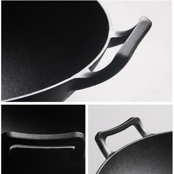 Vintage 32/36cm Cast Iron Wok With Double ears